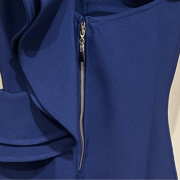 One Shoulder Ruffle Dress Side Split Bodycon Bandage Dress - Picture 5 of 8